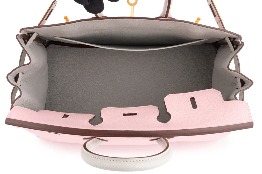 Hermès Birkin 25 HSS Chevre Sakura/Gris Pale BGHW - Image 9