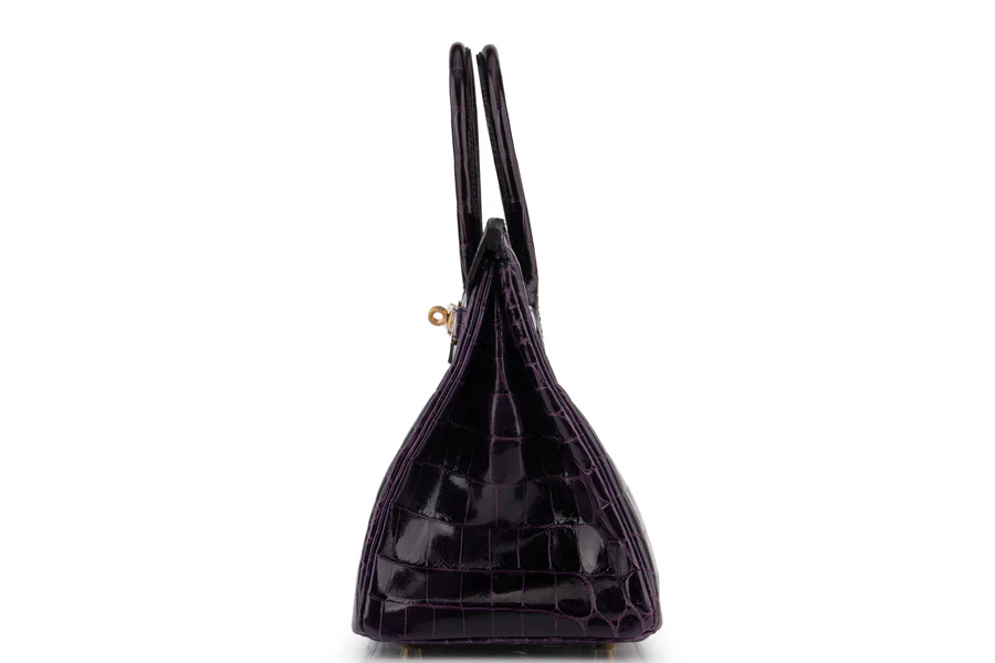 Hermès Birkin 30 Croc Niloticus Lisse Aubergine GHW - Image 3