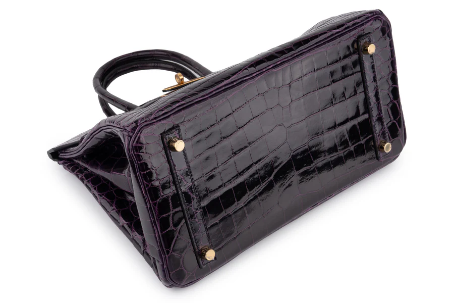 Hermès Birkin 30 Croc Niloticus Lisse Aubergine GHW - Image 8