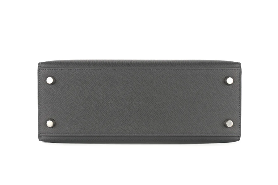 Hermès Kelly 25 Epsom / Tri Colour Ardoise / Black / Deep Blue PHW - Image 6