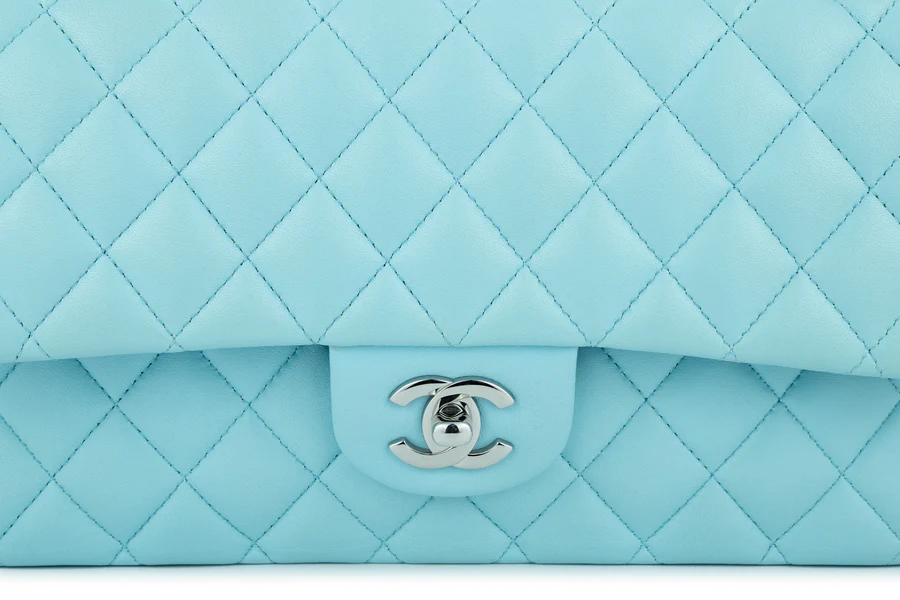 Chanel Medium Classic Flap Lambskin Neon Blue Silver Hardware - Image 6