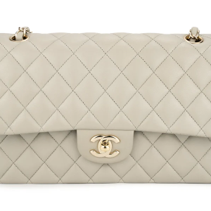 Chanel Med Classic Flap Lambskin Grey GHW