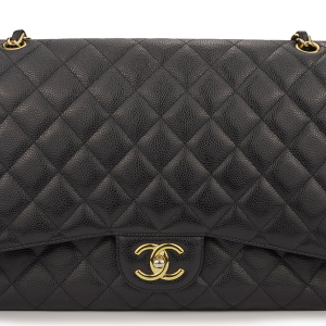 Chanel Maxi Classic Flap Caviar Black Champagne GHW