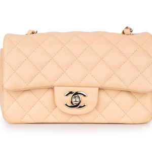 Chanel Mini Rectangle Flap Lambskin Beige LGHW