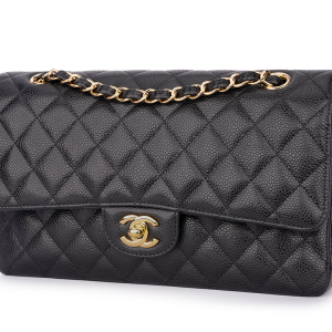 Chanel Med Classic Flap Caviar Black GHW