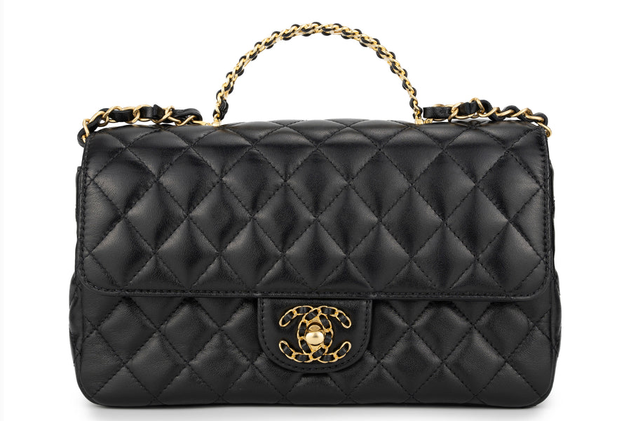 Chanel Flapbag With Handle Labmbskin Black GHW