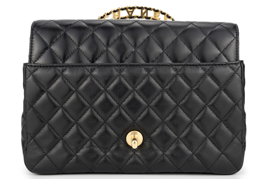 Chanel Flapbag With Handle Labmbskin Black GHW - Image 5
