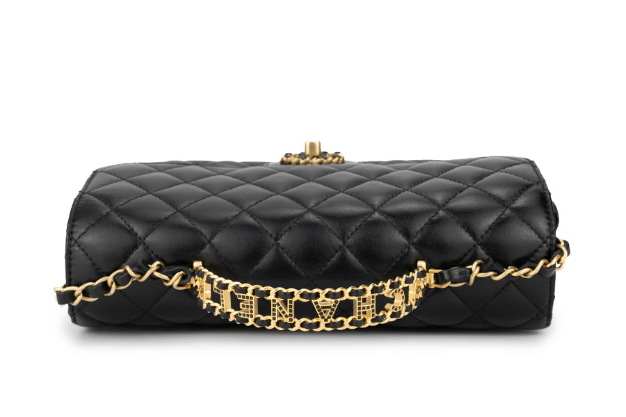 Chanel Flapbag With Handle Labmbskin Black GHW - Image 13