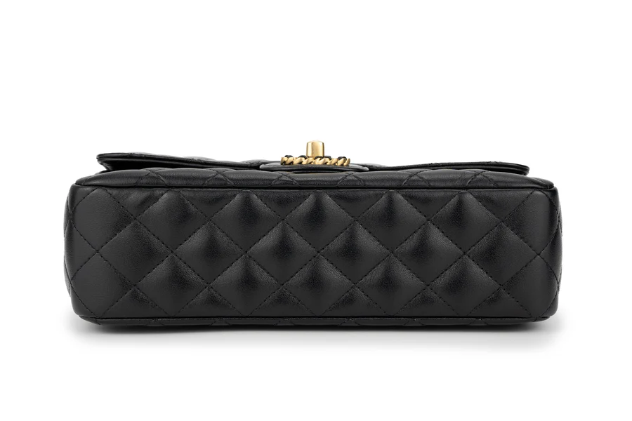 Chanel Flapbag With Handle Labmbskin Black GHW - Image 14