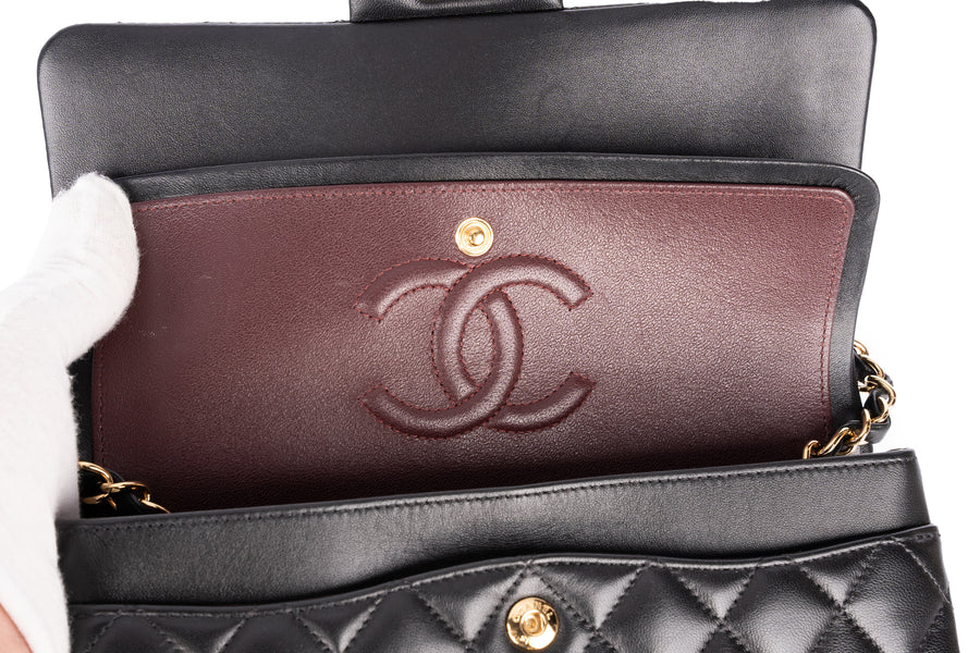 Chanel Mini Flapbag Lambskin Black GHW - Image 6