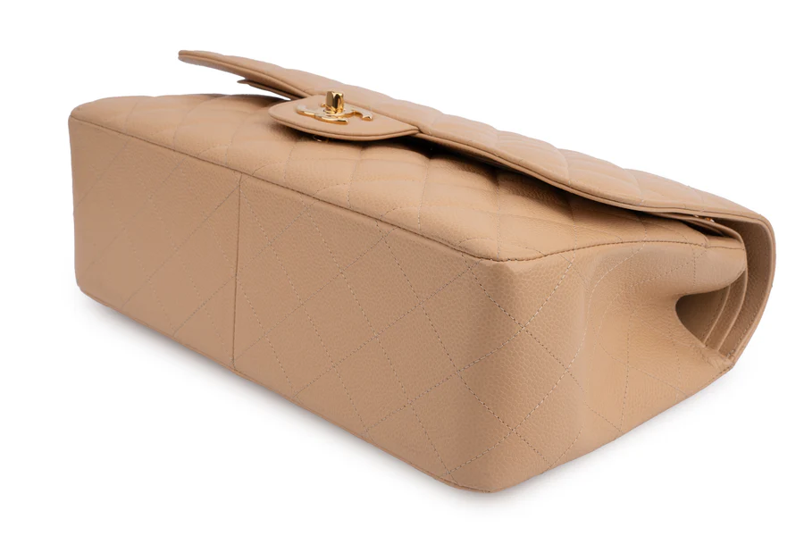 Chanel Classic Double Flap Beige Caviar GHW - Image 8